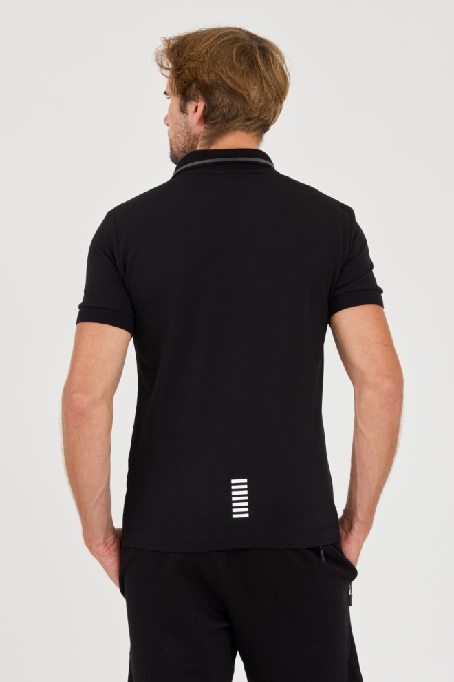 EA7 Tricou polo negru pentru bărbați