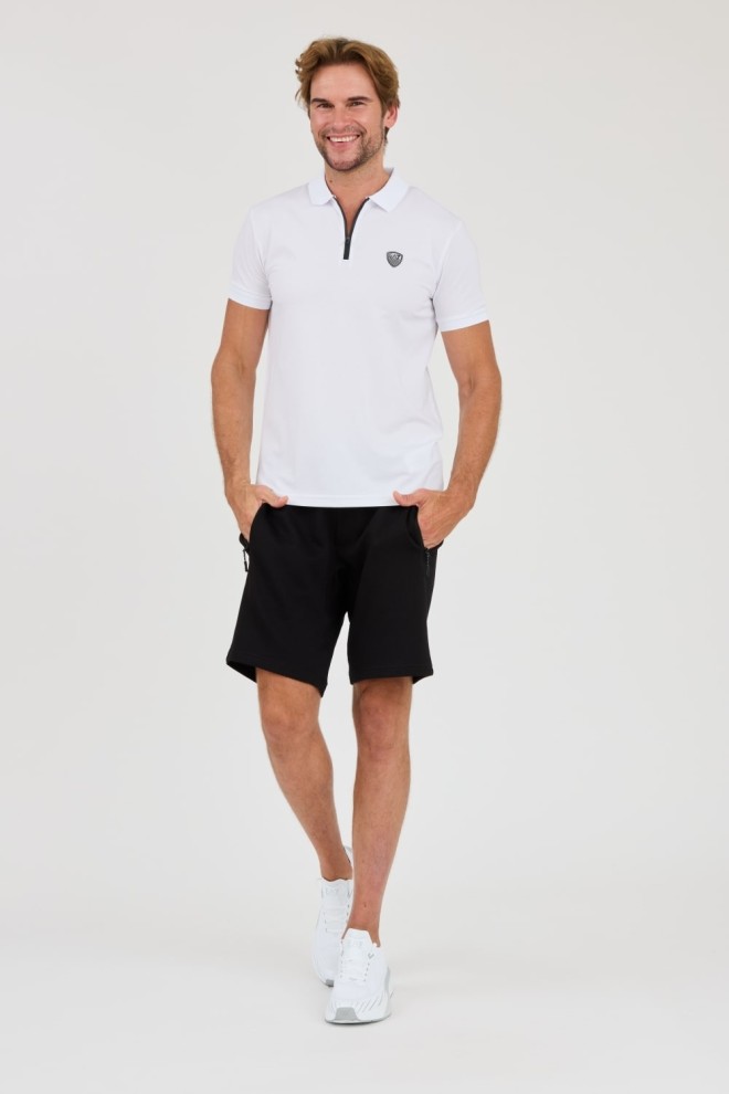 EA7 White zip-up polo shirt