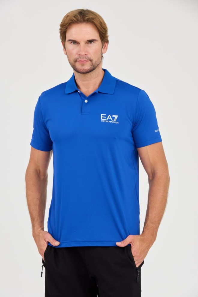 EA7 Tricou polo albastru Ventus 7 pentru bărbați