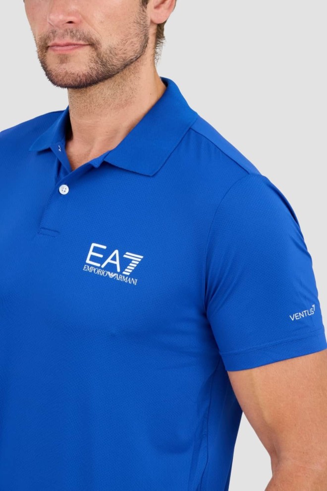 EA7 Tricou polo albastru Ventus 7 pentru bărbați