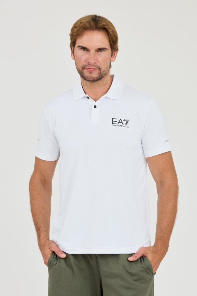 EA7 Tricou polo alb Ventus 7 pentru bărbați