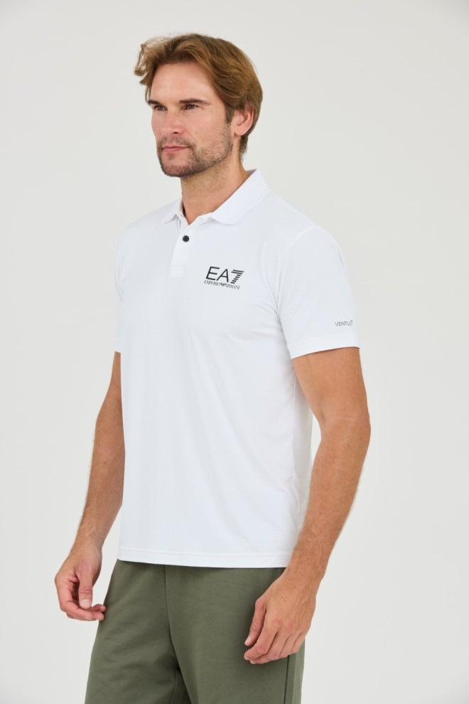 EA7 Tricou polo alb Ventus 7 pentru bărbați