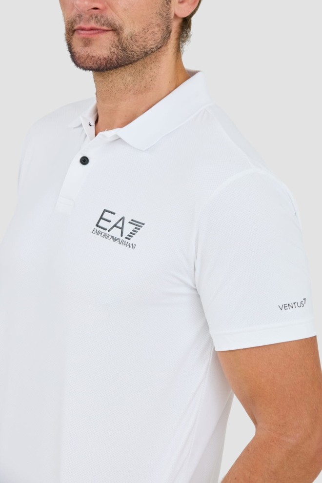 EA7 Tricou polo alb Ventus 7 pentru bărbați