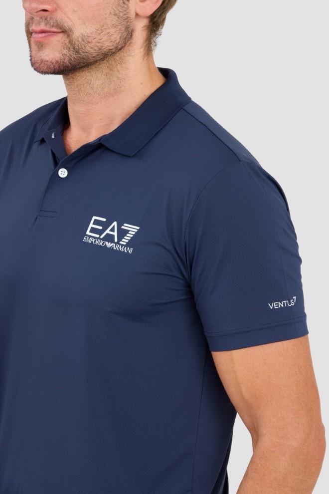 EA7 Tricou polo Ventus 7 albastru marin pentru bărbați
