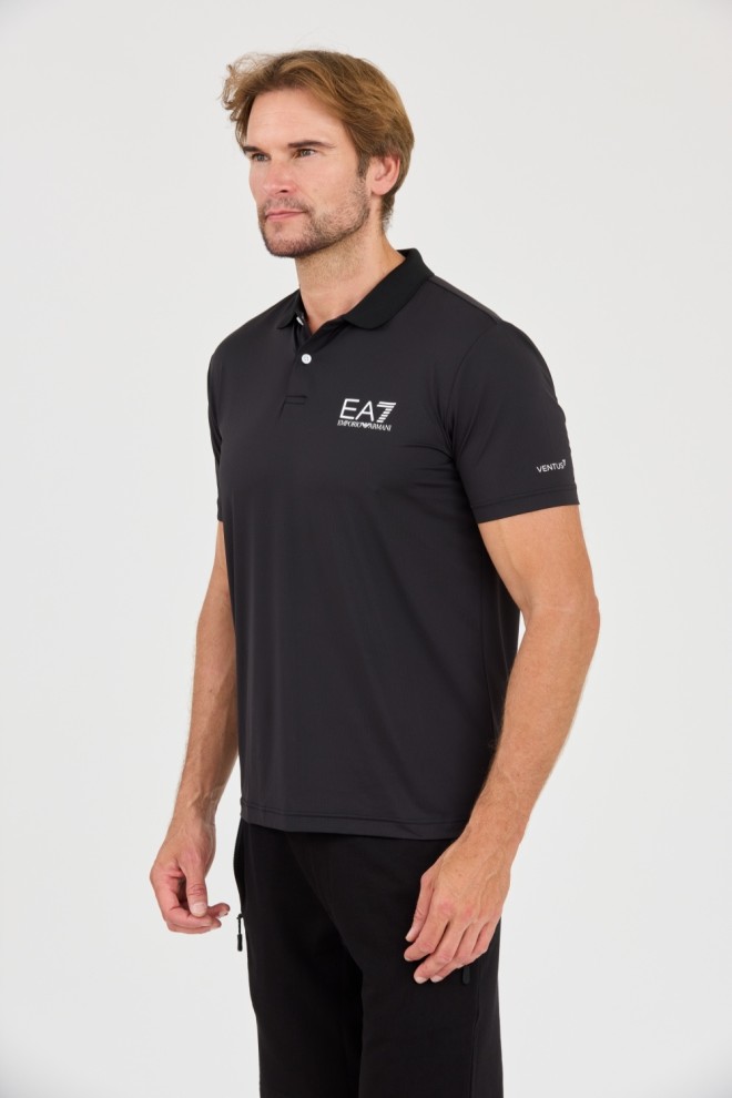 EA7 Tricou polo Ventus 7 negru pentru bărbați