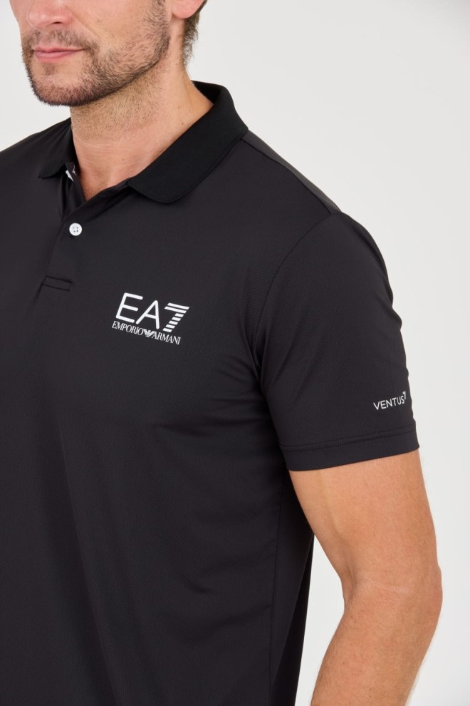 EA7 Tricou polo Ventus 7 negru pentru bărbați