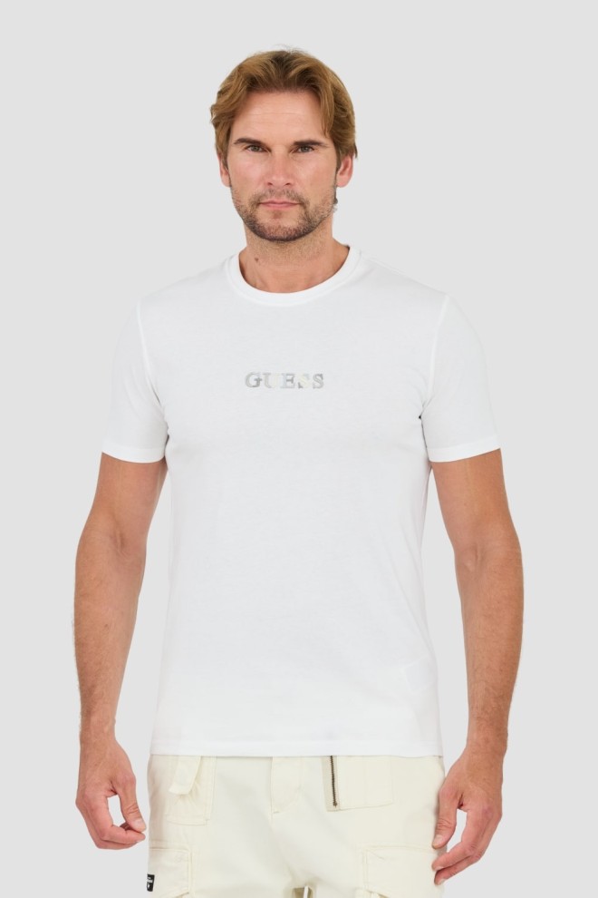 GUESS White t-shirt with embroidered logo