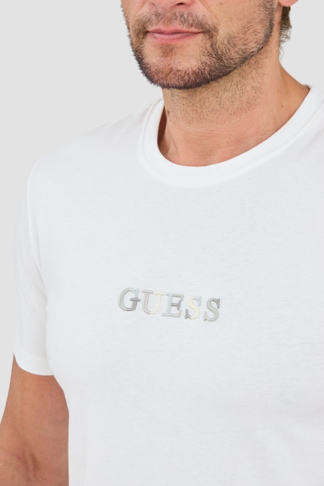 GUESS White t-shirt with embroidered logo