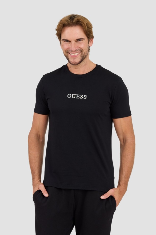 GUESS Black t-shirt with embroidered logo