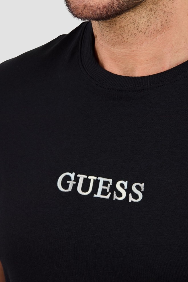 GUESS Black t-shirt with embroidered logo