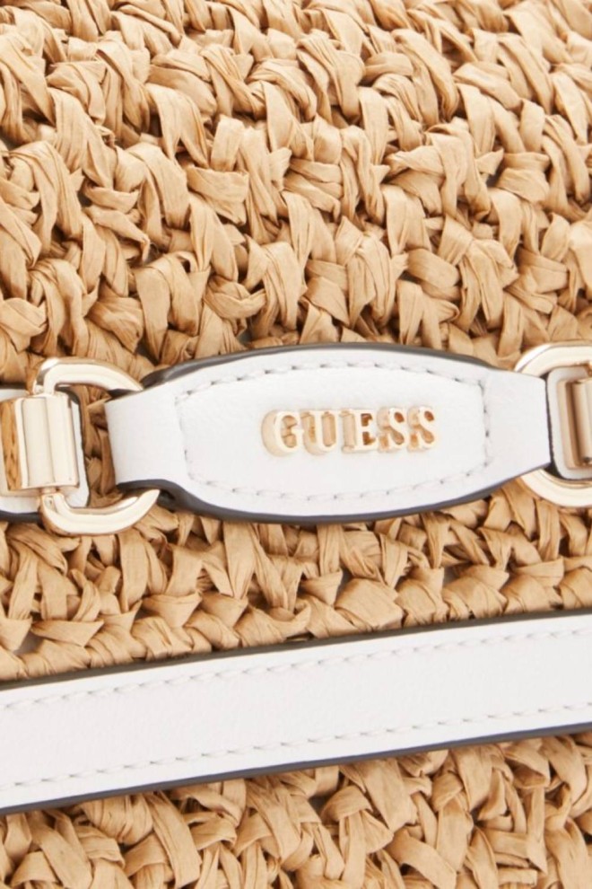 GUESS Brązowa torebka ze słomy Siria Top Handle Flap