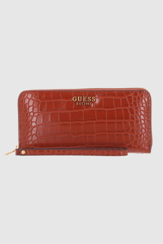 GUESS Brązowy portfel Laurel SLG Large Zip Around