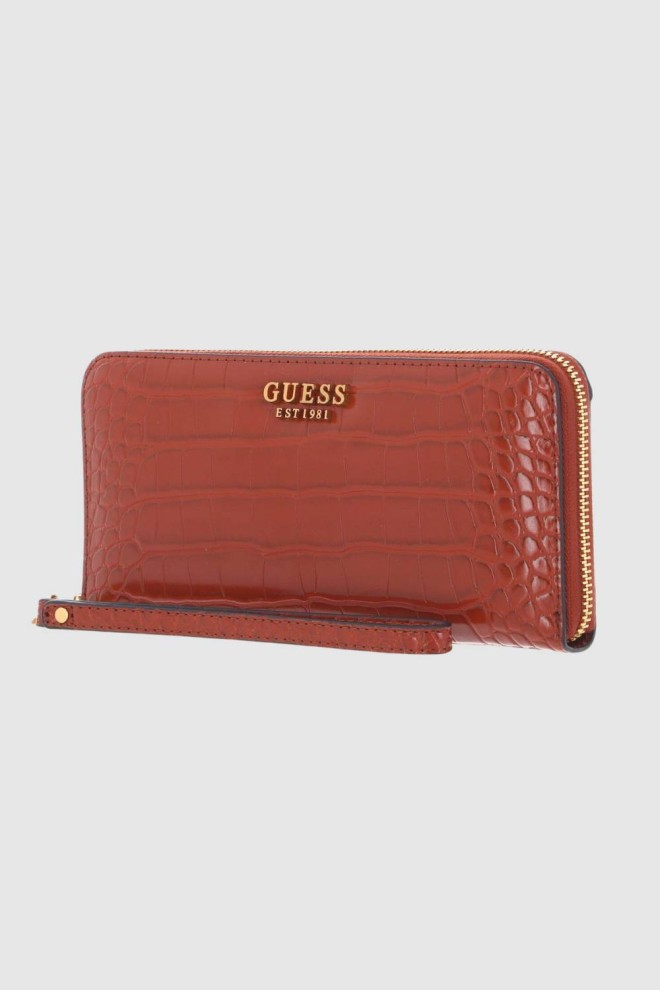 GUESS Brązowy portfel Laurel SLG Large Zip Around