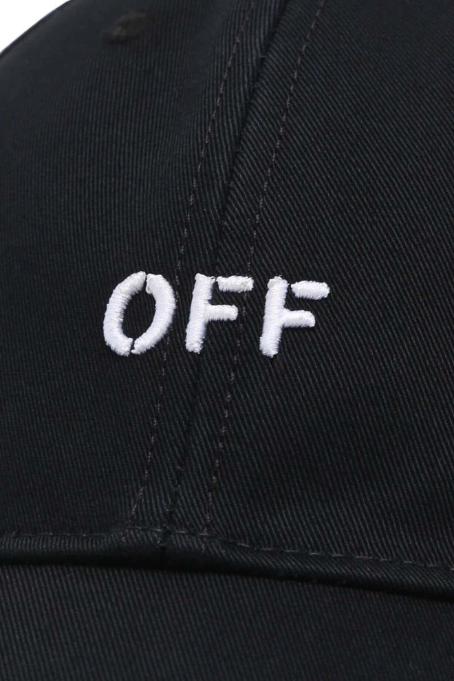 Бейсболка OFF-WHITE Чорна бейсболка з вишивкою Off