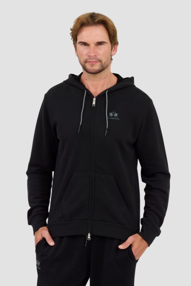 LA MARTINA Black Hooded Cot Sweatshirt