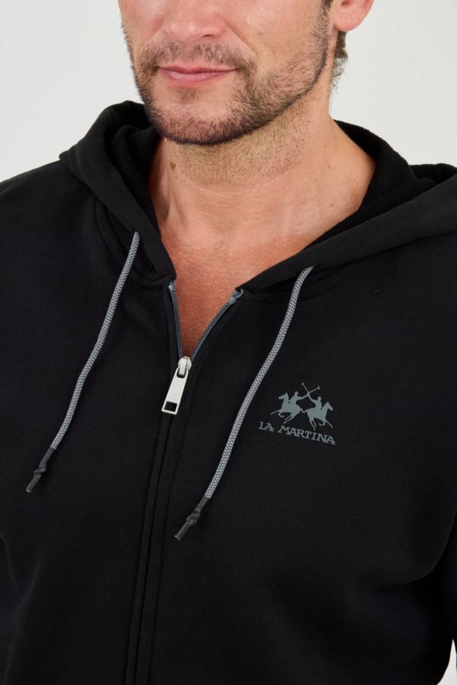 LA MARTINA Black Hooded Cot Sweatshirt