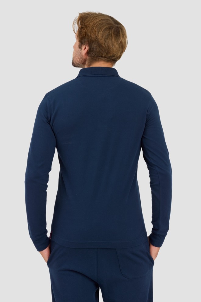 LA MARTINA Navy blue longlevee polo Piquet Stretch