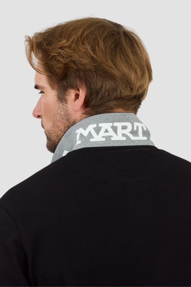 LA MARTINA Polo negru pentru bărbați cu mânecă lungă Piquet Stretch