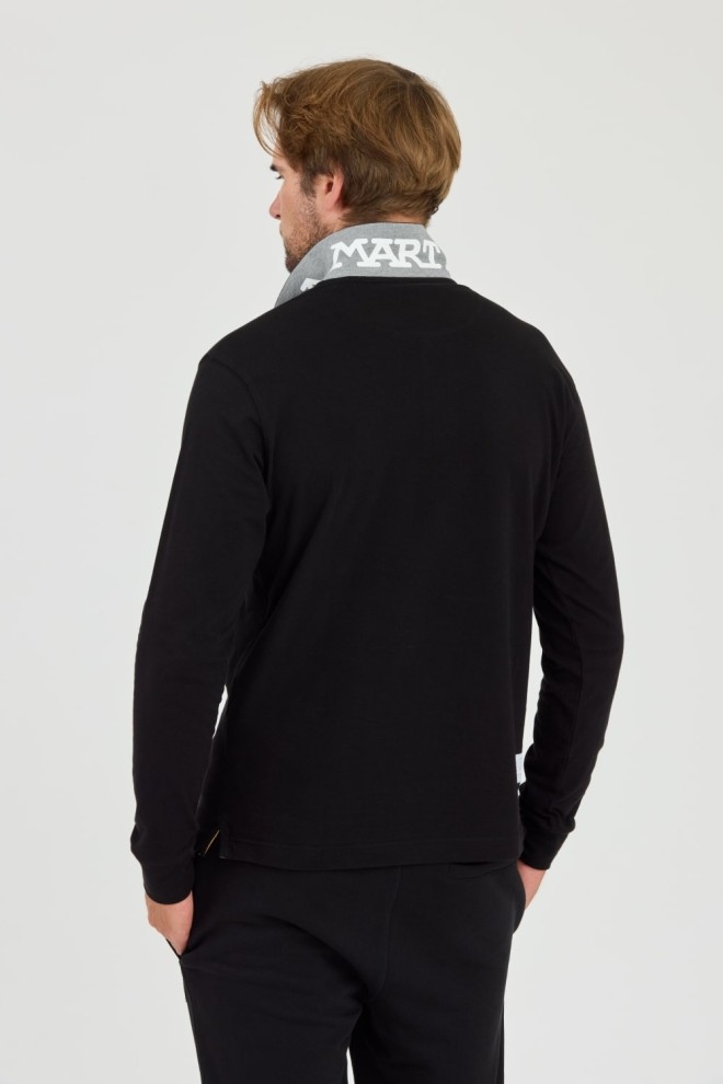 LA MARTINA Black polo longsleeve Piquet Stretch