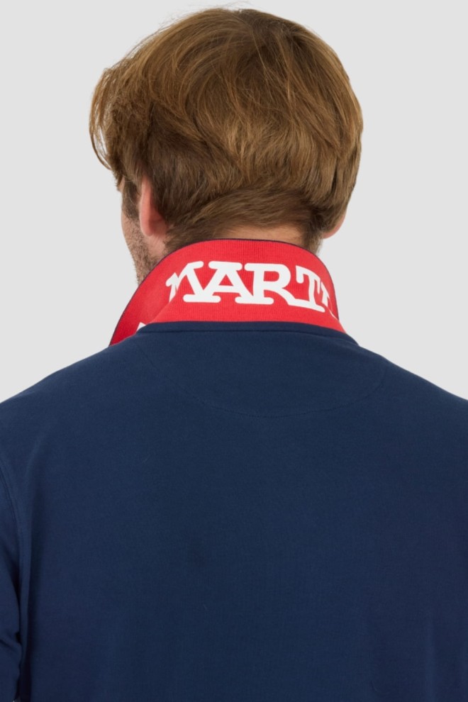 LA MARTINA Polo cu mânecă lungă Piquet Stretch albastru marin pentru bărbați