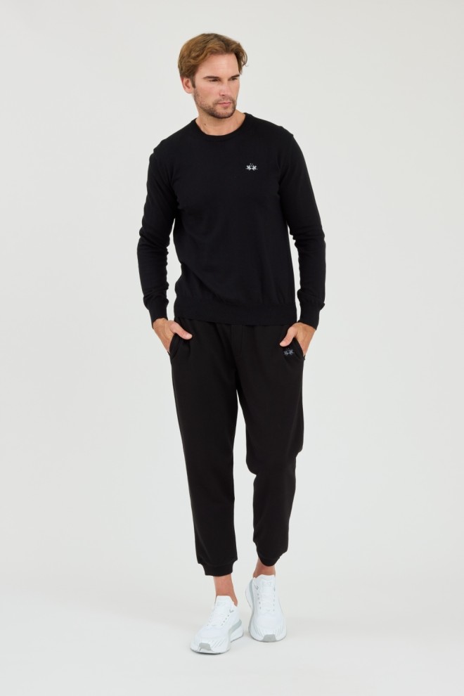 LA MARTINA Pulover negru din lână pentru bărbați