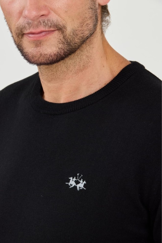 LA MARTINA Pulover negru din lână pentru bărbați