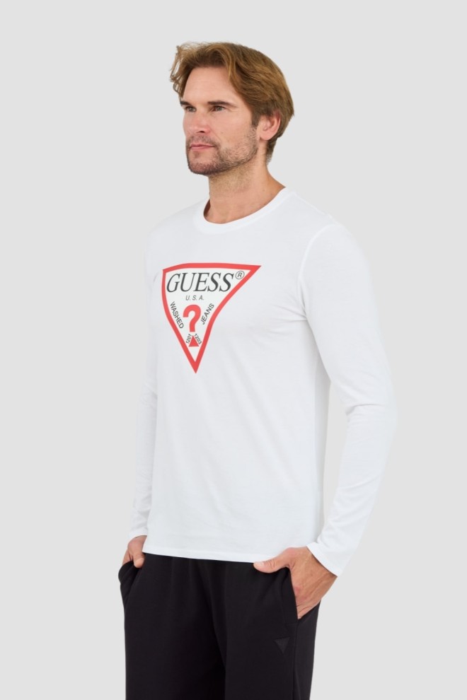 GUESS White Longsleeve Original Logo Tee