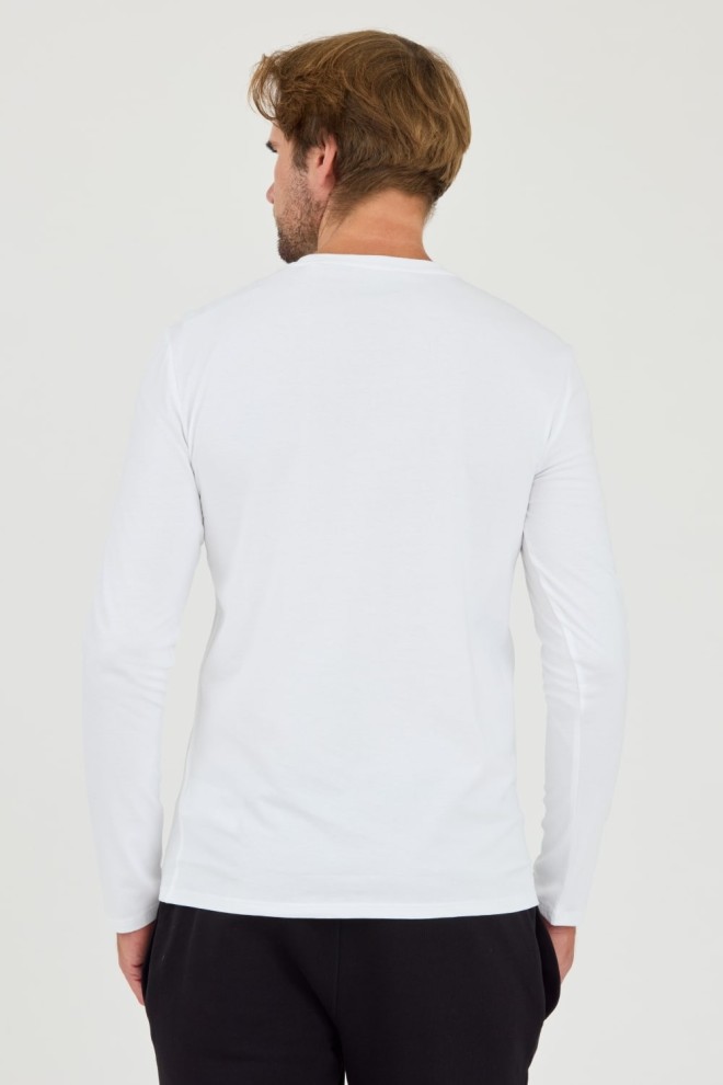 GUESS White bărbați Original Logo Longsleeve Tee