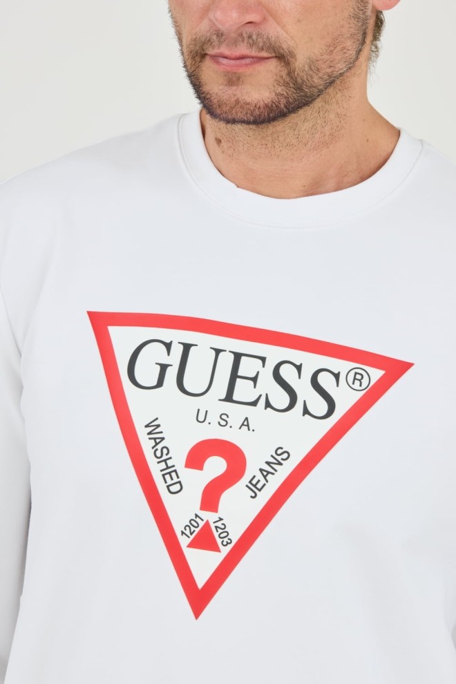 Світшот GUESS Білий флісовий светр Audley Cn