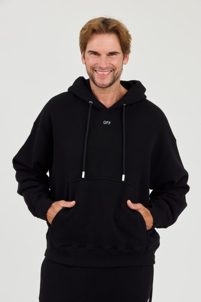 OFF-WHITE Hanorac negru pentru bărbați Off Stamp Skate