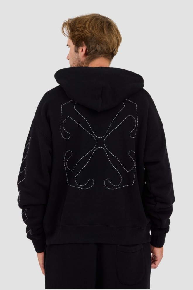 OFF-WHITE Black Embroidered Stitch Arr Skate Hoodie