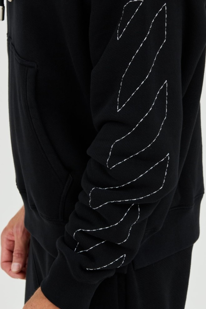 OFF-WHITE Black Embroidered Stitch Arr Skate Hoodie