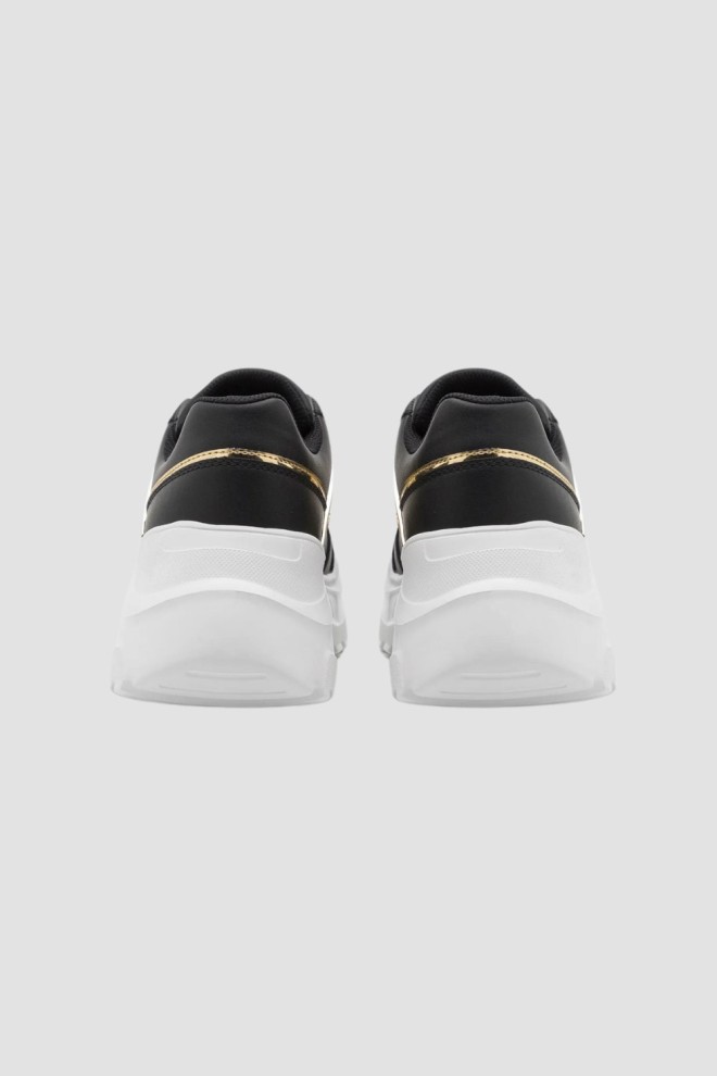 JUST CAVALLI Black sneakers with gold logo Fondo Casper