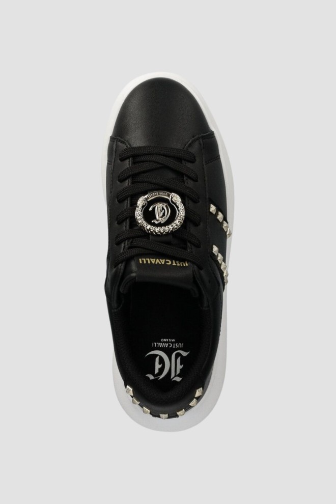 JUST CAVALLI Black leather FONDO URSA DIS sneakers. 3