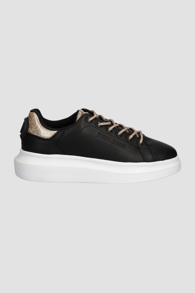 JUST CAVALLI Black leather FONDO URSA DIS sneakers. 1