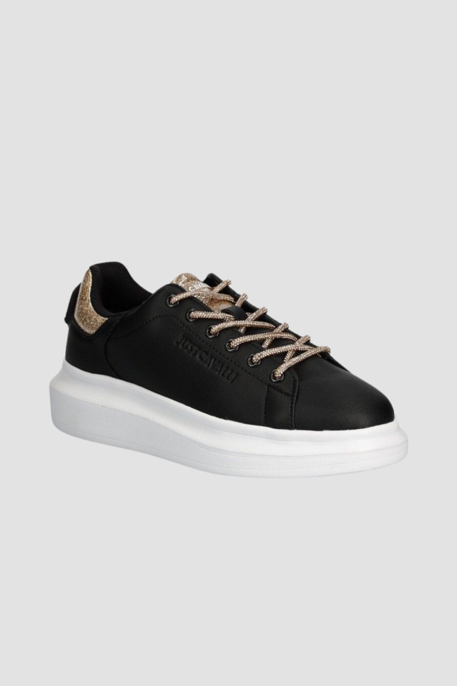 JUST CAVALLI Black leather FONDO URSA DIS sneakers. 1