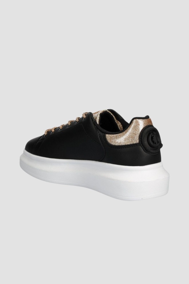 JUST CAVALLI Black leather FONDO URSA DIS sneakers. 1