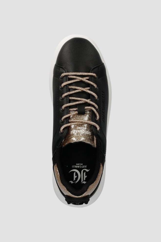 JUST CAVALLI Adidași FONDO URSA DIS din piele neagră. 1