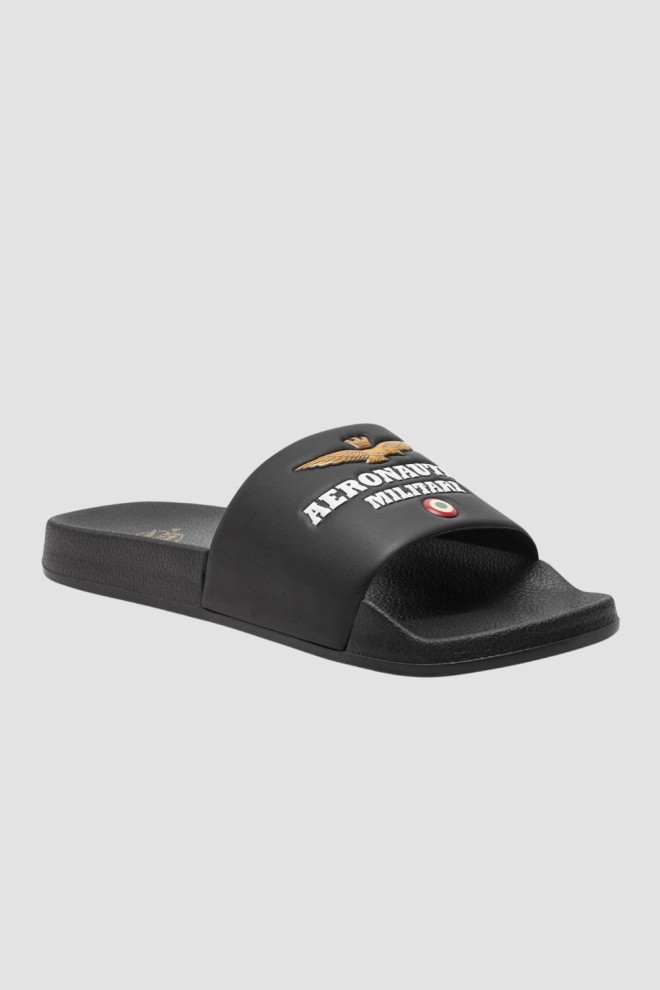 AERONAUTICA MILITARE Black Beach Slide Sandals