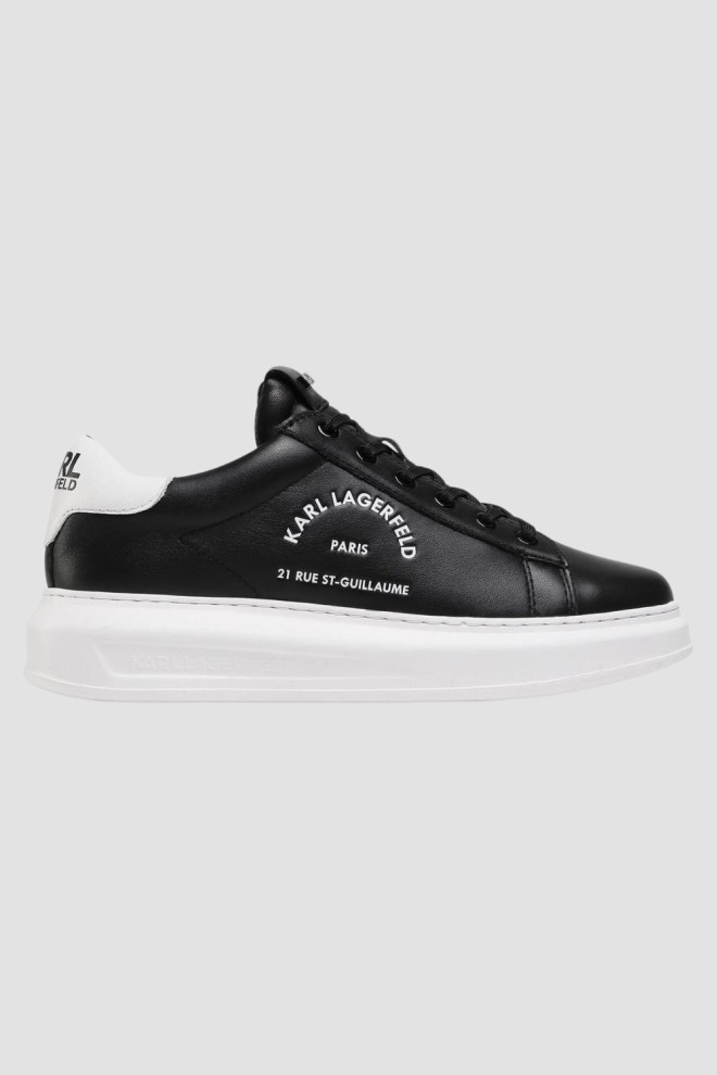 KARL LAGERFELD Black and white leather Maison Karl Lace sneakers