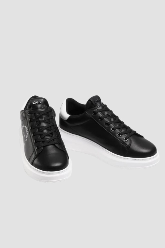 KARL LAGERFELD Black and white leather Maison Karl Lace sneakers