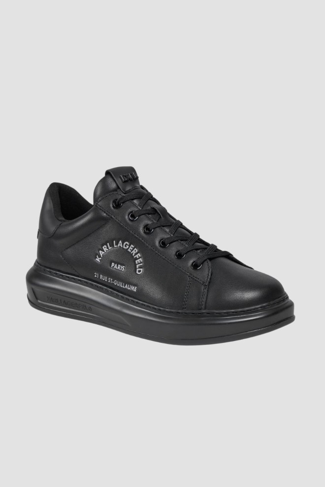 KARL LAGERFELD Black leather Maison Karl Lace sneakers