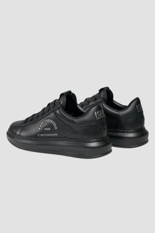 KARL LAGERFELD Black leather Maison Karl Lace sneakers