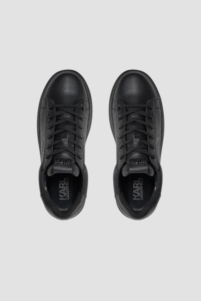 KARL LAGERFELD Black leather Maison Karl Lace sneakers