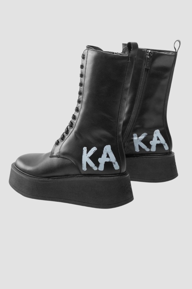 KARL LAGERFELD Black leather boots ZEPHYR