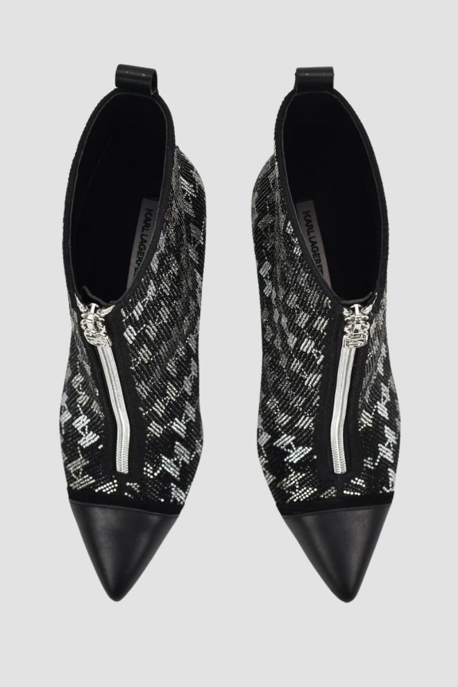 KARL LAGERFELD Cizme stiletto Monogram din piele neagră