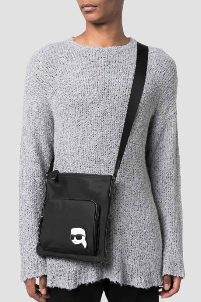 KARL LAGERFELD Negru bărbați K/iconic 2.0 Nylon Flat Cb Bag