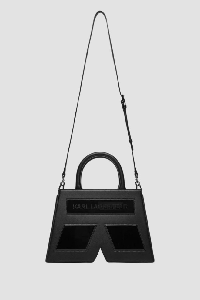 KARL LAGERFELD Black Handbag Ikon/k Top Handle Leather