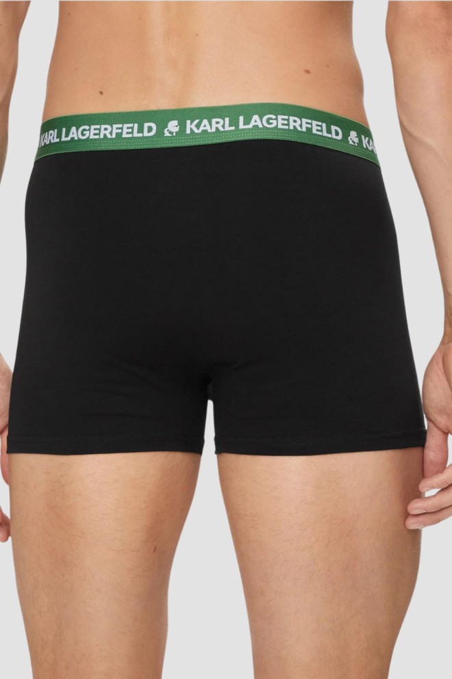 KARL LAGERFELD Black Boxer Shorts 3PACK Logo Trunk Colorband Set