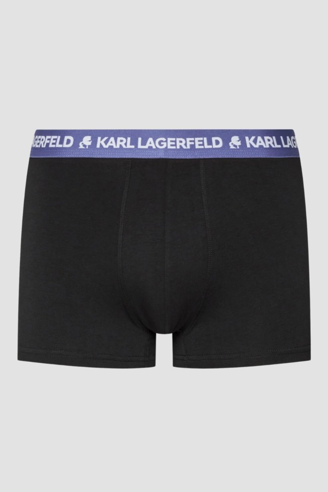 KARL LAGERFELD Black Boxer Shorts 3PACK Logo Trunk Colorband Set